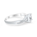 14K White Gold Infinity Shank Princess Cut Engagement Ring Simulated Cubic Zirconia Size-7