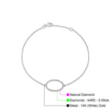 Diamond Trendy Oval Shape Bracelet 14K White Gold 0.09ct Wholesale