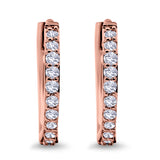 14K Rose Gold Half Eternity Round Simulated Cubic Zirconia Hoop Huggie Earrings