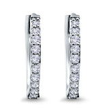 14K White Gold Half Eternity Round Simulated Cubic Zirconia Hoop Huggie Earrings
