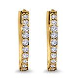 14K Yellow Gold Half Eternity Round Simulated Cubic Zirconia Hoop Huggie Earrings