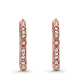 14K Rose Gold Art Deco Half Eternity Round Simulated Cubic Zirconia Hoop Earrings