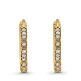 14K Yellow Gold Art Deco Half Eternity Round Simulated Cubic Zirconia Hoop Earrings