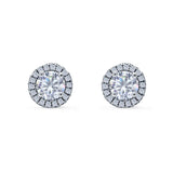 14K White Gold Round Wedding Stud Earrings Simulated Cubic Zirconia (8.35mm)