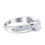 14K White Gold Vintage Style Engagement Ring Round Cubic Zirconia Wholesale