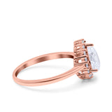 14K Rose Gold Teardrop Halo Art Deco Pear Ring Simulated Cubic Zirconia Wedding Engagement Ring