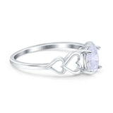 14K White Gold Solitaire Heart Promise Oval Bridal Simulated CZ Wedding Engagement Ring