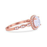 14K Rose Gold Round Art Deco Bridal Simulated CZ Wedding Engagement Ring Size 7