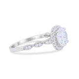 14K White Gold Round Art Deco Bridal Simulated CZ Wedding Engagement Ring Size 7