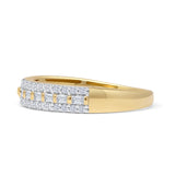 Three Row 0.38ct Diamond Half Eternity Ring 14K Yellow Gold Wholesale