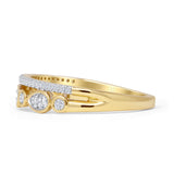 Teardrop Pear Half Eternity 0.32ct Natural Diamond Crown Ring 14K Yellow Gold Wholesale