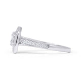 Halo Octagonal 0.51ct Natural Diamond Baguette Engagement Ring 14K White Gold Wholesale