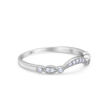 14K White Gold 0.10ct Round 3mm G SI Art Deco Curved Diamond Eternity Bands Engagement Wedding Ring