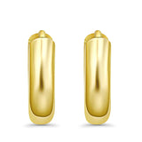 14K Yellow Gold Round Huggie Earrings (12mm) Best Gift for Her