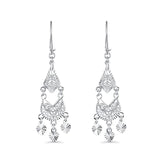 Solid 14K White Gold Fancy Chandelier Dangle Earrings (37mm Diameter)