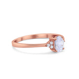 14K Rose Gold Art Deco Oval Engagement Wedding Ring Round Simulated Cubic Zirconia Size-7