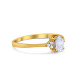 14K Yellow Gold Art Deco Oval Engagement Wedding Ring Round Simulated Cubic Zirconia Size-7