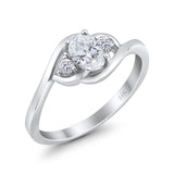 14K White Gold Oval Bridal Wedding Engagement Ring Simulated CZ Size-7