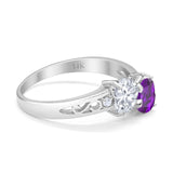 14K White Gold Double Heart Ring Bridal Wedding Engagement Ring Simulated CZ Size-7