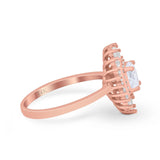 14K Rose Gold Art Deco Round Bridal Baguette Simulated CZ Wedding Engagement Ring Size-7