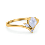 14K Yellow Gold Teardrop Pear Art Deco Engagement Ring Marquise Simulated Cubic Zirconia Size-7