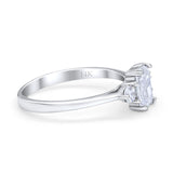 14K White Gold Emerald Cut Wedding Engagement Ring Simulated CZ Size-7