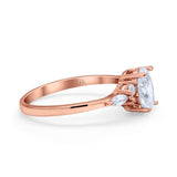 14K Rose Gold Art Deco Oval Wedding Ring Marquise Simulated Cubic Zirconia Size-7