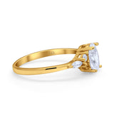 14K Yellow Gold Art Deco Oval Wedding Ring Marquise Simulated Cubic Zirconia