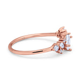 14K Rose Gold Art Deco Engagement Band Rings Oval Simulated CZ Size 7