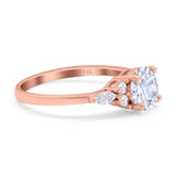 14K Rose Gold Art Deco Engagement Ring Round Simulated Cubic Zirconia Size-7