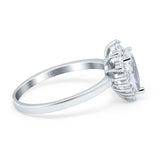 14K White Gold Teardrop Engagement Ring Round Simulated Cubic Zirconia Size-7