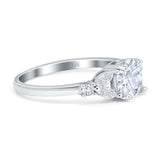 14K White Gold Art Deco Vintage Style Wedding Engagement Ring Round Marquise Simulated CZ Size-7