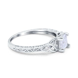 14K White Gold Cushion Celtic Art Deco Engagement Ring Simulated Cubic Zirconia Size-7