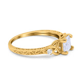 14K Yellow Gold Cushion Celtic Art Deco Engagement Ring Simulated Cubic Zirconia Size-7