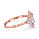 14K Rose Gold Oval Cut Halo Vintage Bridal Wedding Engagement Ring Simulated CZ Size-7