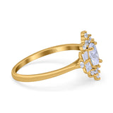 14K Yellow Gold Oval Cut Halo Vintage Bridal Wedding Engagement Ring Simulated CZ