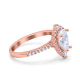 14K Rose Gold Teardrop Pear Art Deco Bridal Wedding Engagement Ring Simulated CZ Size-7
