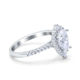 14K White Gold Teardrop Pear Art Deco Bridal Wedding Engagement Ring Simulated CZ Size-7