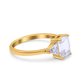 14K Yellow Gold Emerald Cut Art Deco Engagement Ring Simulated Cubic Zirconia Size-7