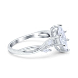 14K White Gold Infinity Twist Marquise Art Deco Engagement Wedding Bridal Ring Round Simulated Cubic Zirconia