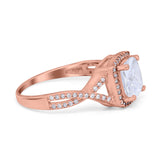 14K Rose Gold Cushion Infinity Shank Wedding Engagement Ring Round Simulated Cubic Zirconia