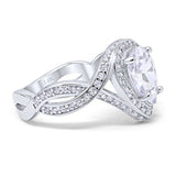 14K White Gold Teardrop Pear Bridal Simulated CZ Wedding Engagement Ring Size-7