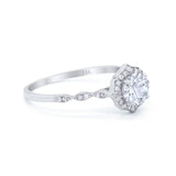 14K White Gold Round Petite Dainty Bridal Wedding Engagement Ring Simulated CZ Size-7