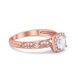 14K Rose Gold Halo Round Bridal Wedding Engagement Ring Simulated CZ Size-7