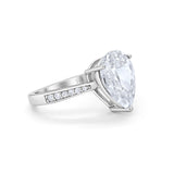 14K White Gold Teardrop Pear Bridal Wedding Engagement Ring Simulated CZ