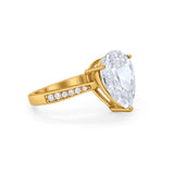 14K Yellow Gold Teardrop Pear Bridal Wedding Engagement Ring Simulated CZ