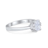 14K White Gold Radiant Cut Engagement Ring Simulated CZ Size-7