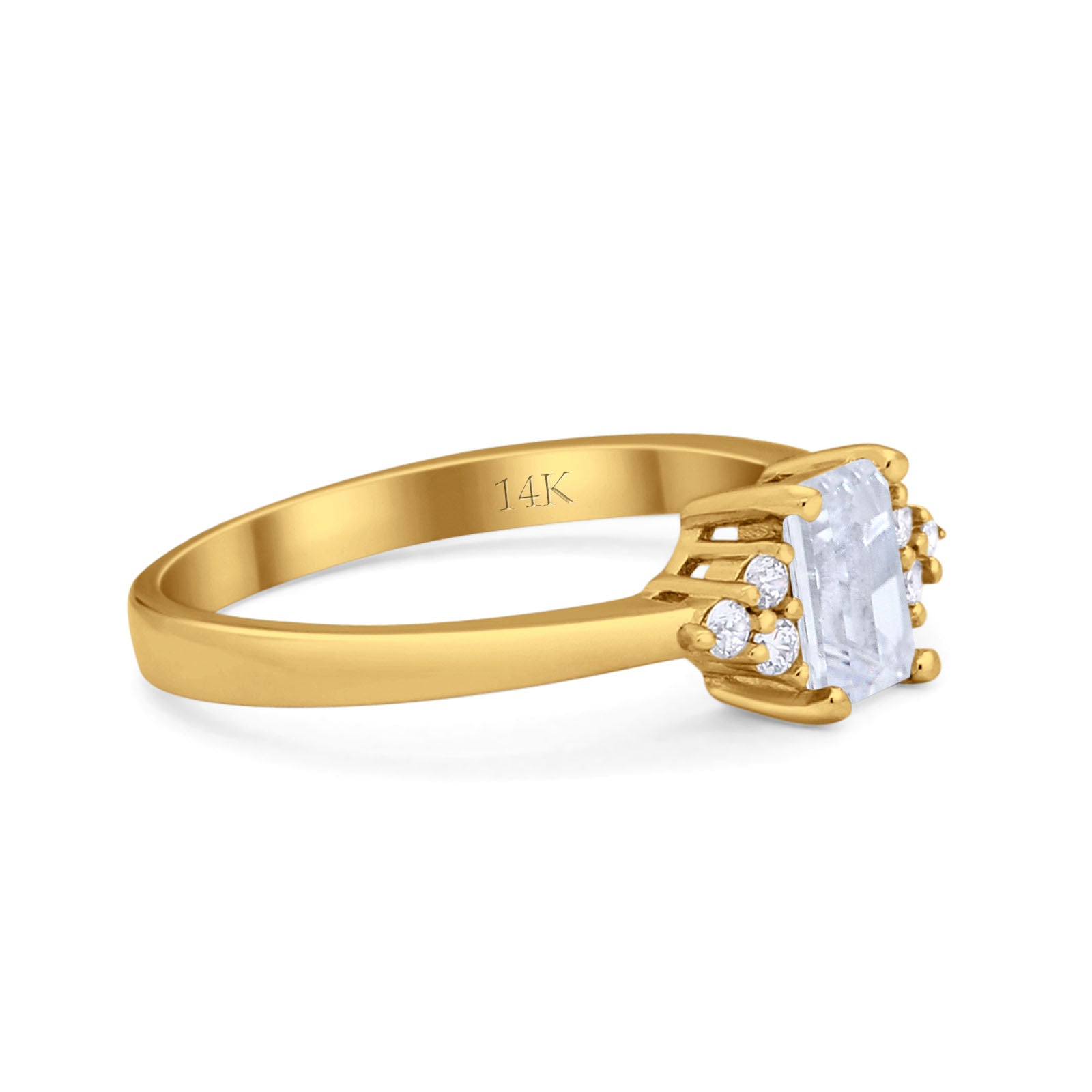 14K Yellow Gold Radiant Cut Engagement Ring Simulated CZ