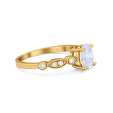 14K Yellow Gold Vintage Style Oval Bridal Wedding Engagement Ring Simulated CZ