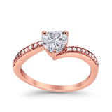 14K Rose Gold Heart Promise Ring Simulated Cubic Zirconia Size-7